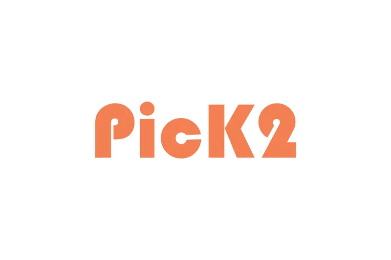 PicK2 logo in orange lettering